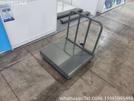 デジタル炭素鋼 500×500mm 300kg チェッカープレートとバックレール付きのプラットフォームスケール